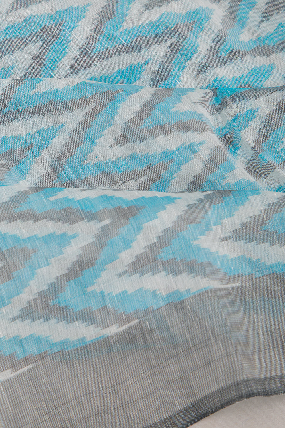 Linen Ikat Sky Blue Saree
