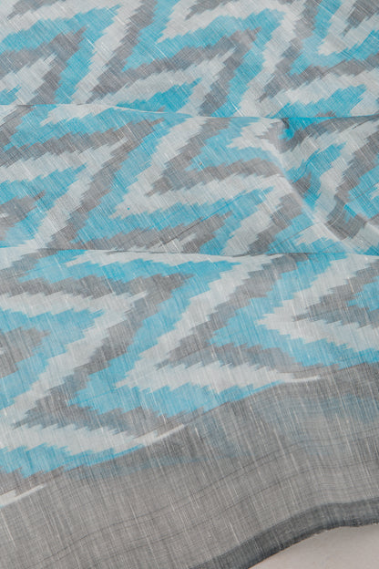 Linen Ikat Sky Blue Saree