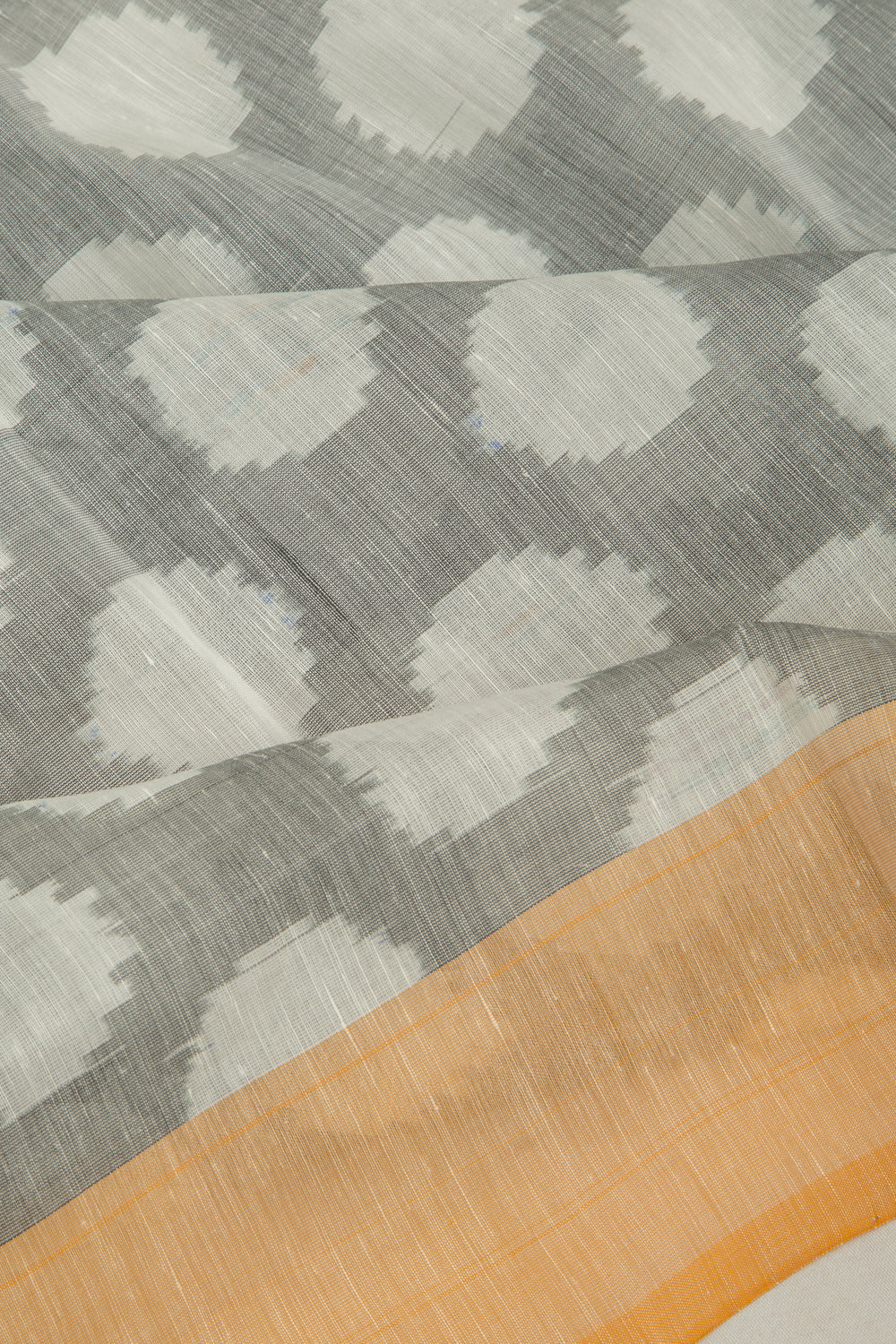 Pochampally Linen Ikat Black And White Saree