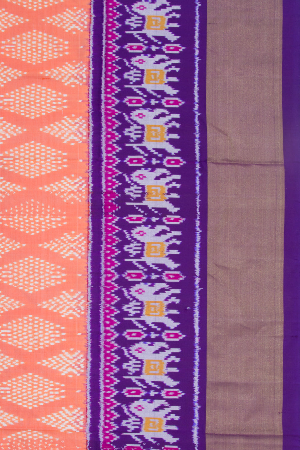 Pochampally Silk Ikat Pastel Orange Saree