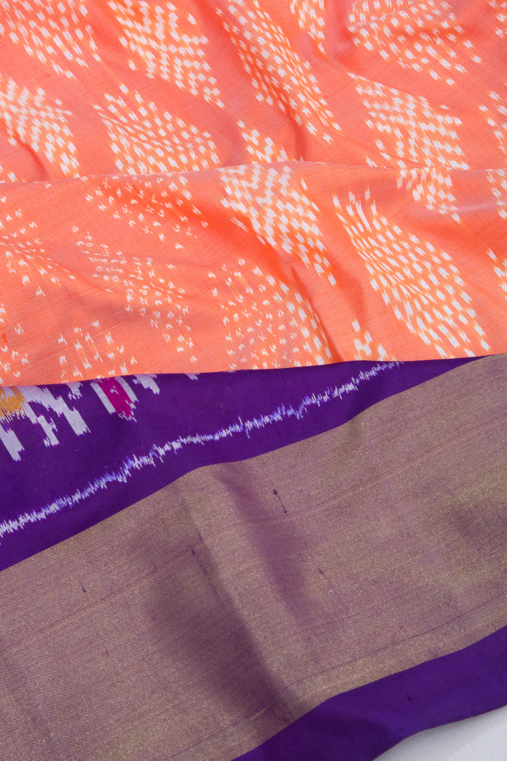 Pochampally Silk Ikat Pastel Orange Saree
