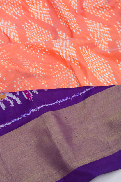 Pochampally Silk Ikat Pastel Orange Saree