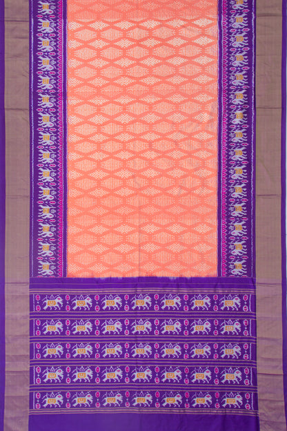 Pochampally Silk Ikat Pastel Orange Saree
