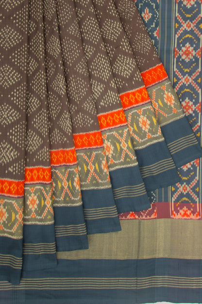 Pochampally Silk Ikat Brown Saree