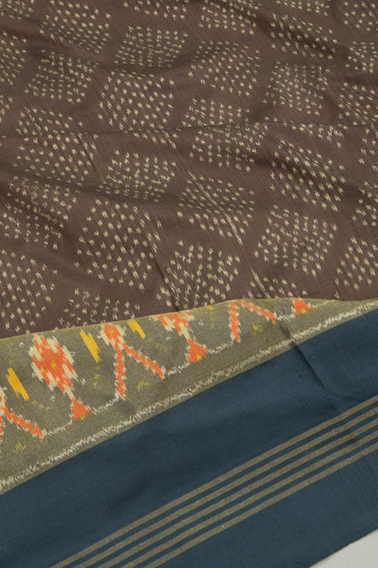 Pochampally Silk Ikat Brown Saree