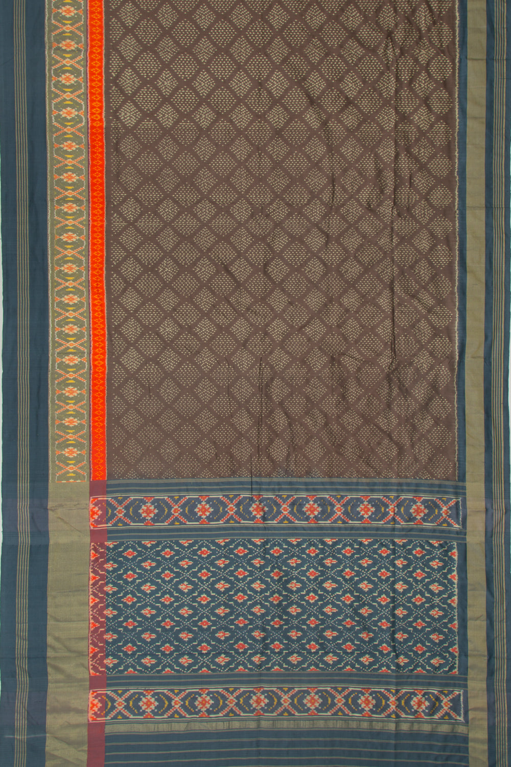 Pochampally Silk Ikat Brown Saree