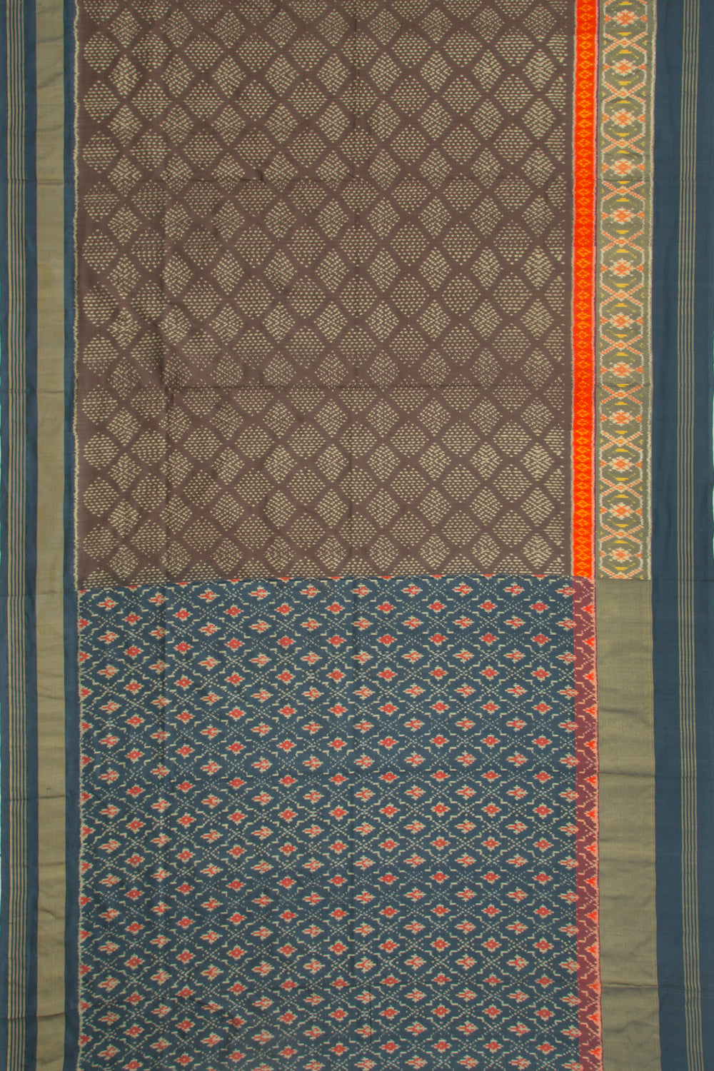 Pochampally Silk Ikat Brown Saree