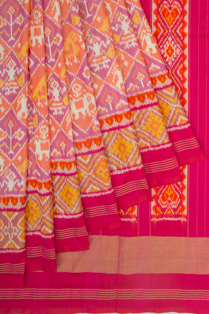 Pochampally Silk Ikat Orange And Violet Saree