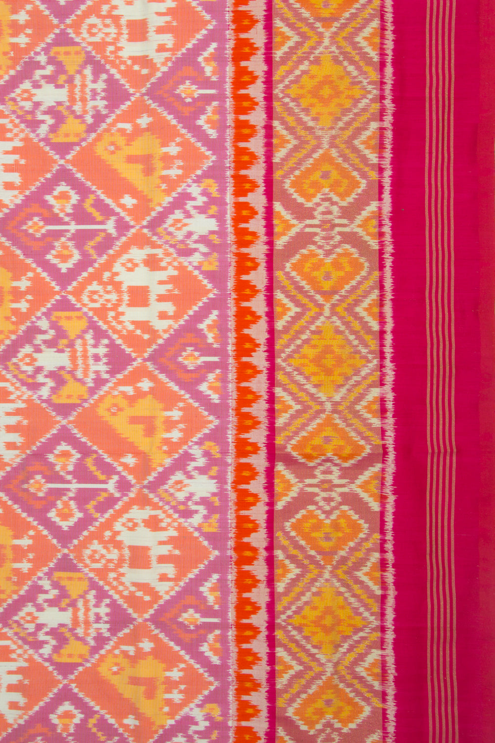 Pochampally Silk Ikat Orange And Violet Saree