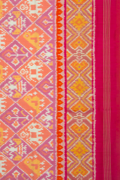 Pochampally Silk Ikat Orange And Violet Saree