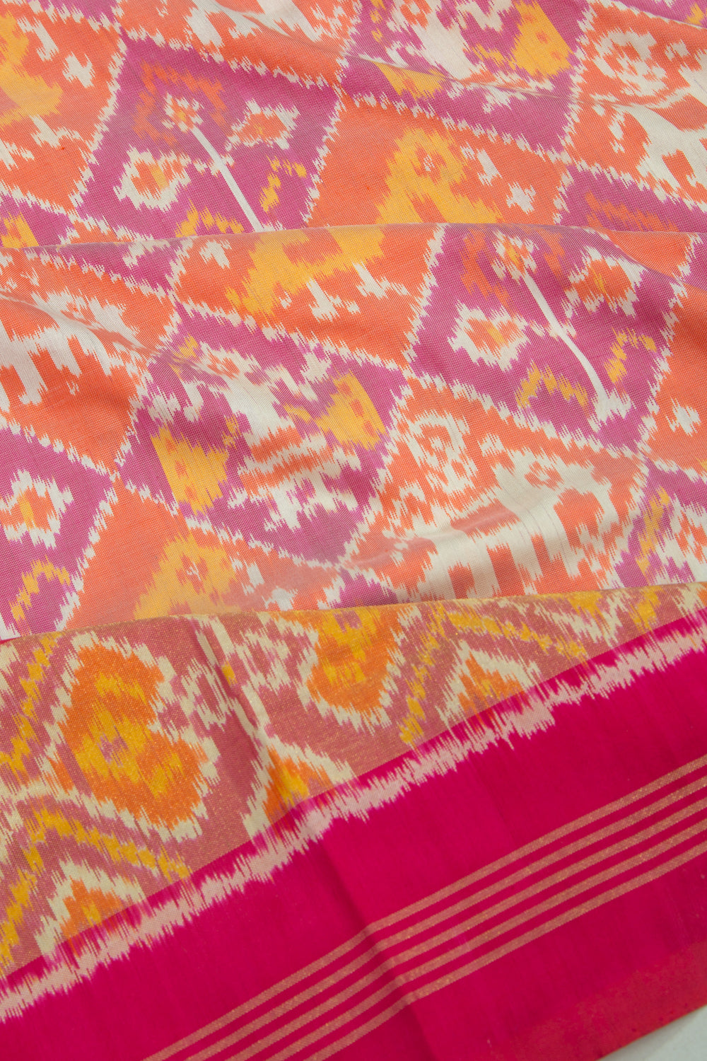 Pochampally Silk Ikat Orange And Violet Saree