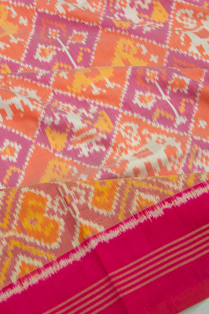 Pochampally Silk Ikat Orange And Violet Saree