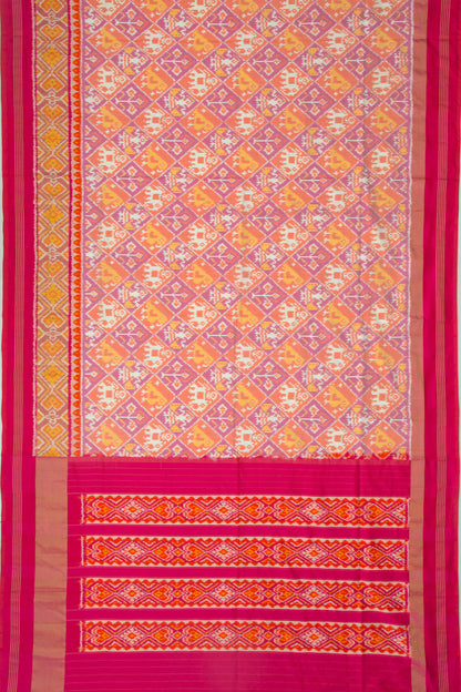 Pochampally Silk Ikat Orange And Violet Saree