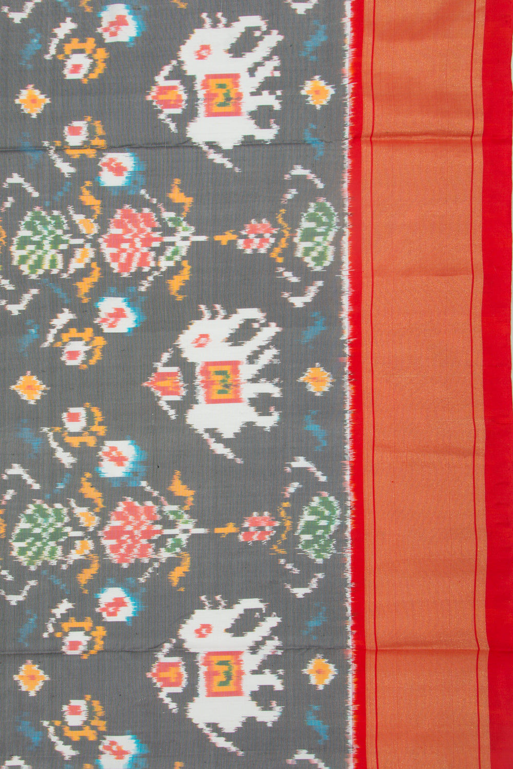 Pochampally Silk Ikat Grey Saree
