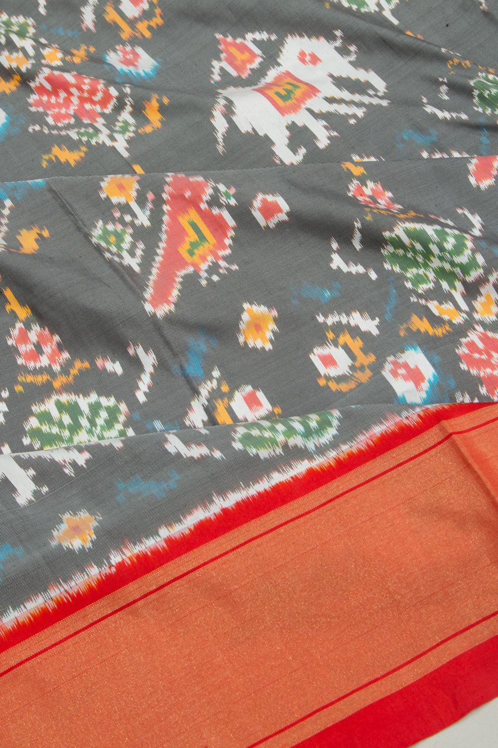 Pochampally Silk Ikat Grey Saree