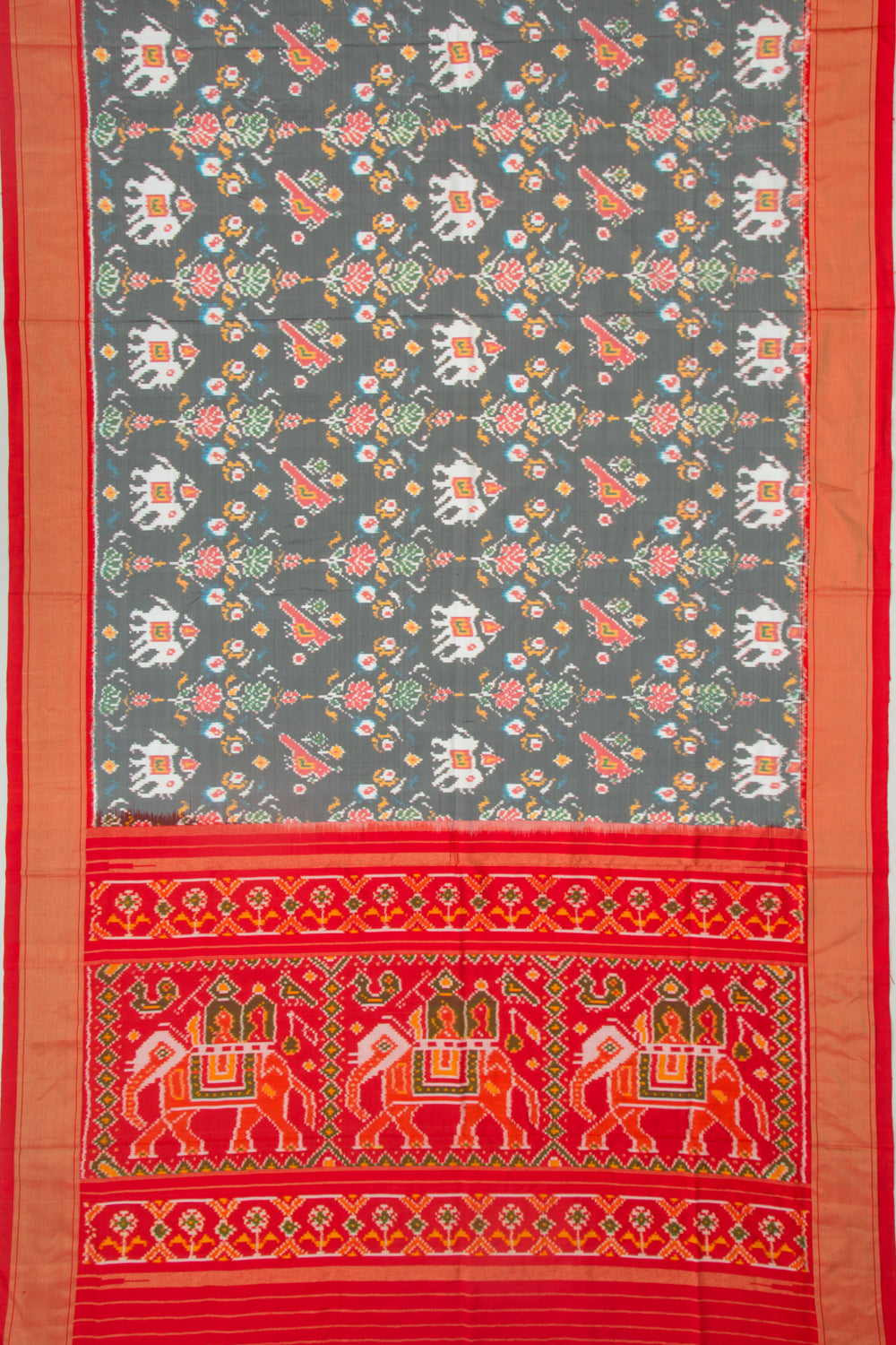 Pochampally Silk Ikat Grey Saree