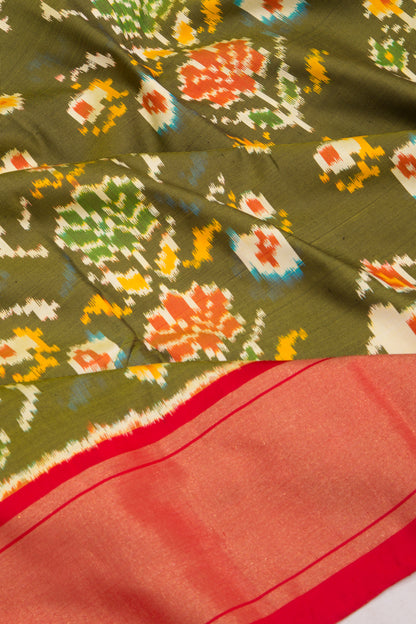 Pochampally Silk Ikat Green Saree