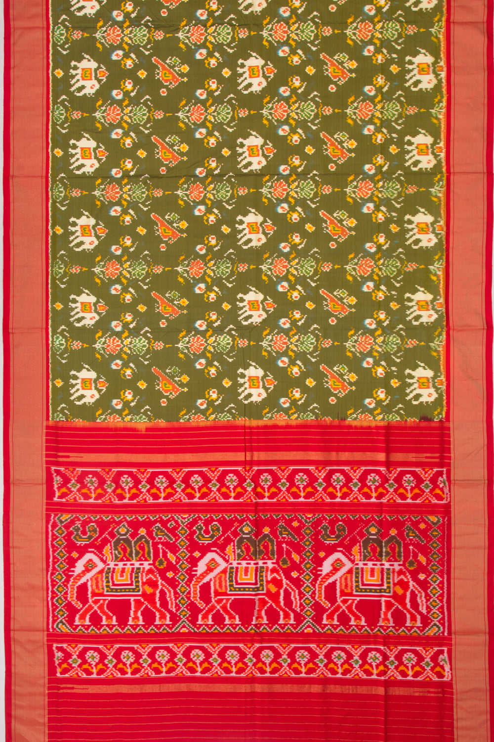 Pochampally Silk Ikat Green Saree