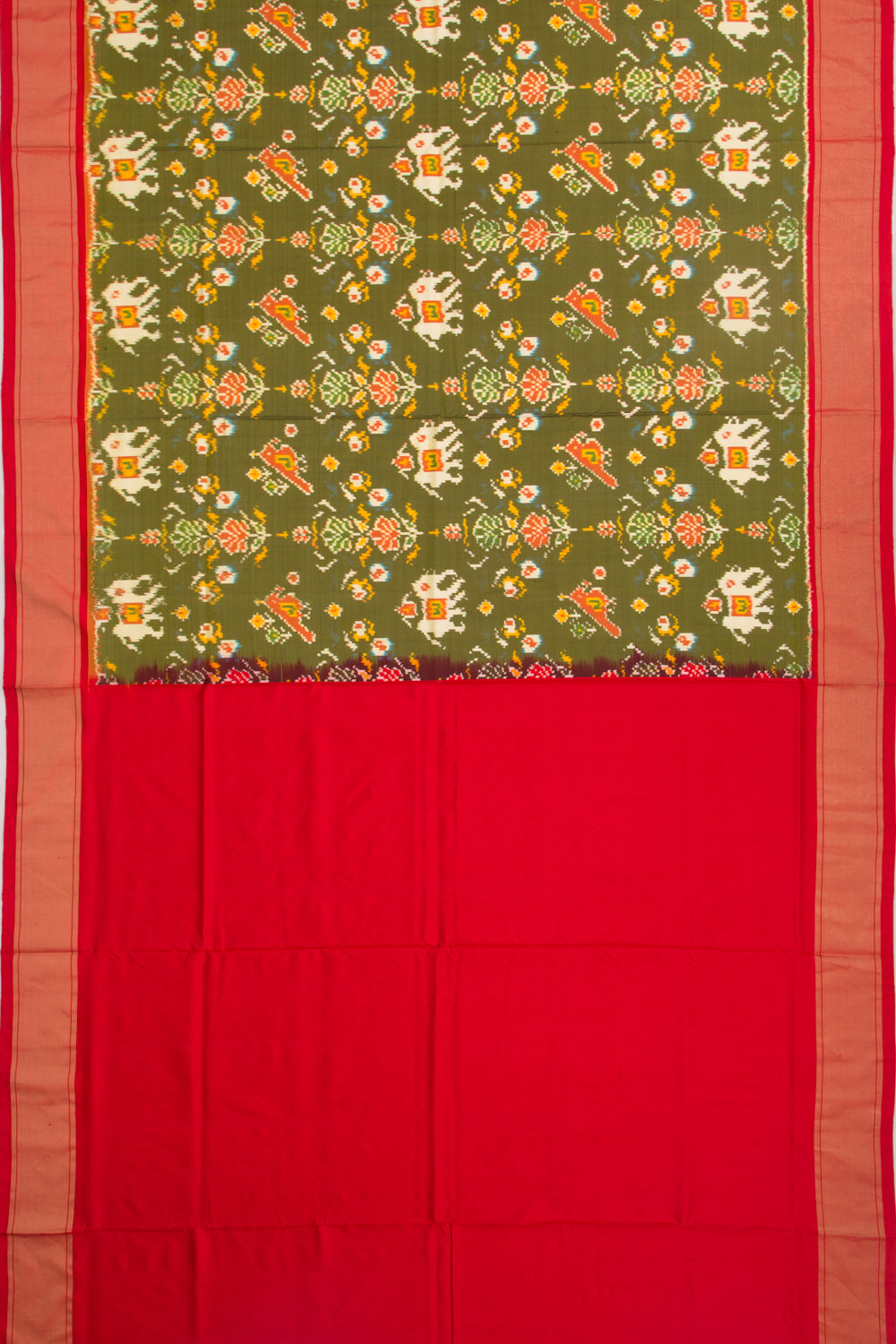 Pochampally Silk Ikat Green Saree