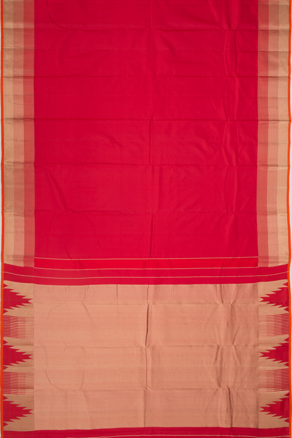 Soft Silk Plain Red Saree