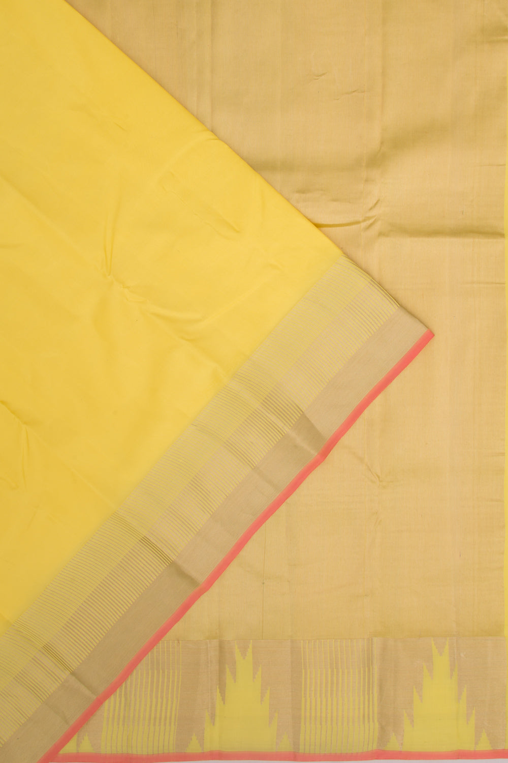 Soft Silk Plain Lemon Yellow Saree