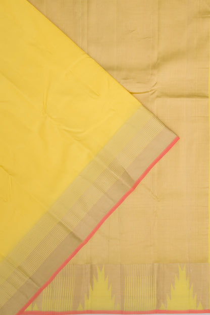 Soft Silk Plain Lemon Yellow Saree