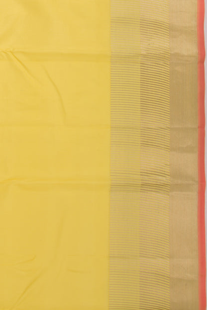 Soft Silk Plain Lemon Yellow Saree