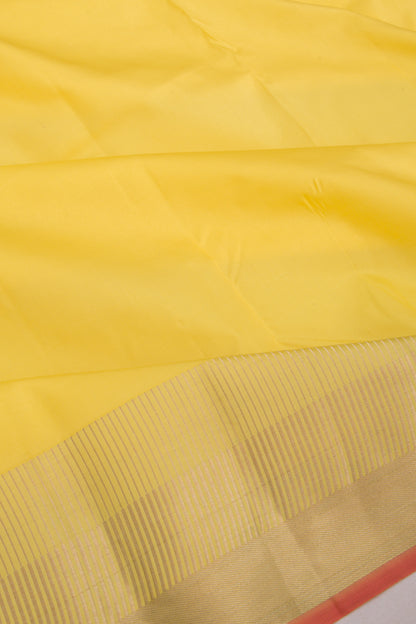 Soft Silk Plain Lemon Yellow Saree
