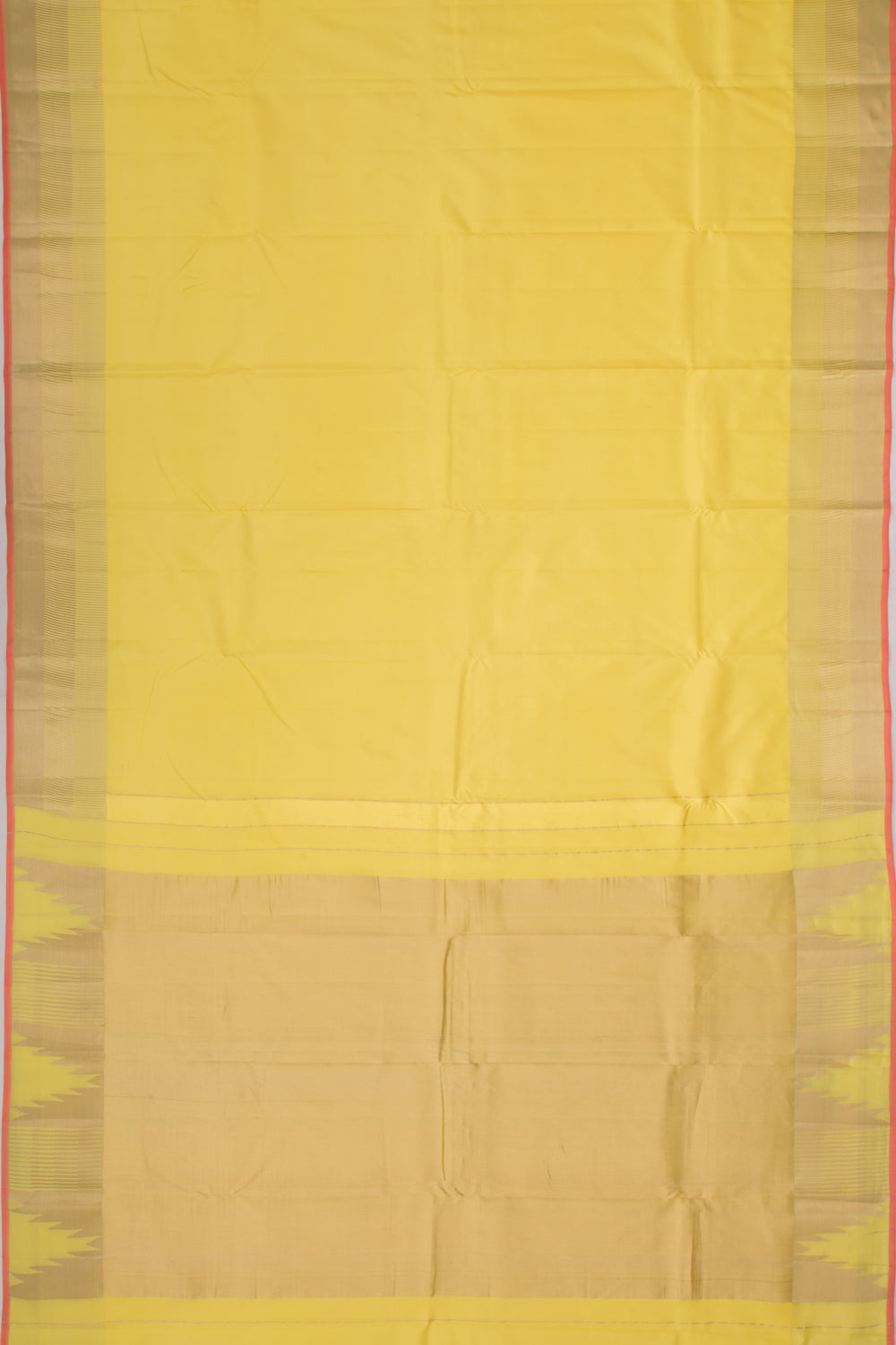 Soft Silk Plain Lemon Yellow Saree