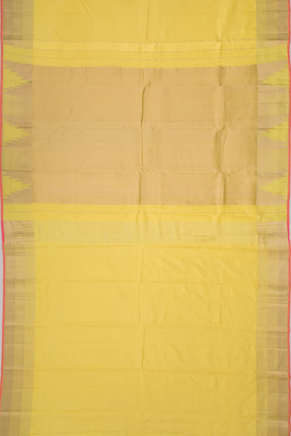 Soft Silk Plain Lemon Yellow Saree