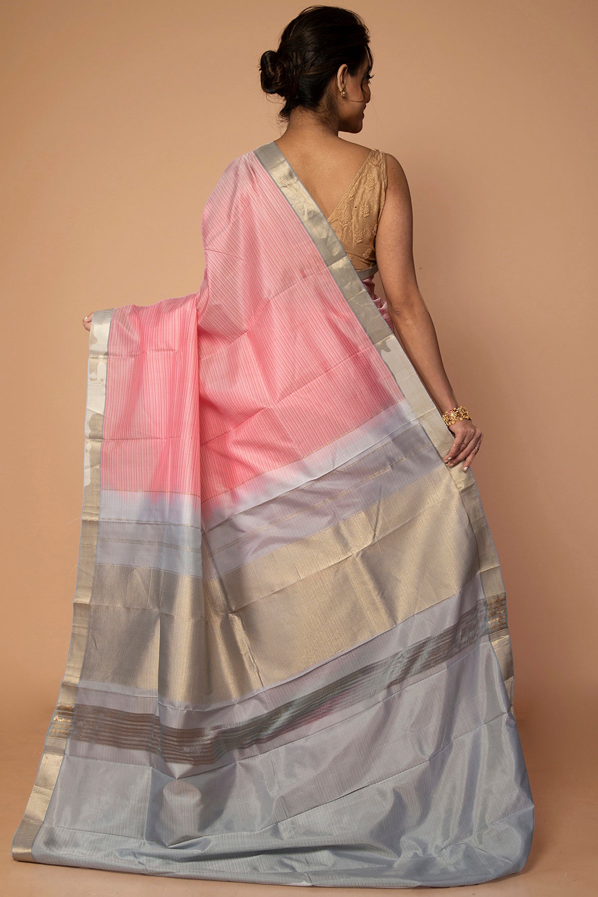 Banarasi Silk Plain Baby Pink Saree
