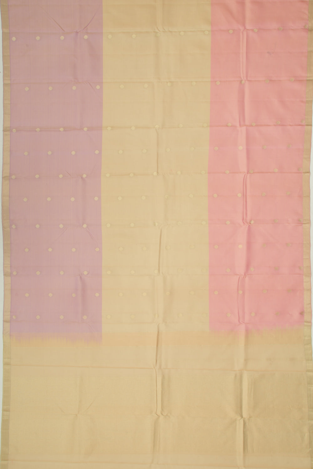 Coimbatore Soft Silk Half And Half Butta Cream And Lavender Saree