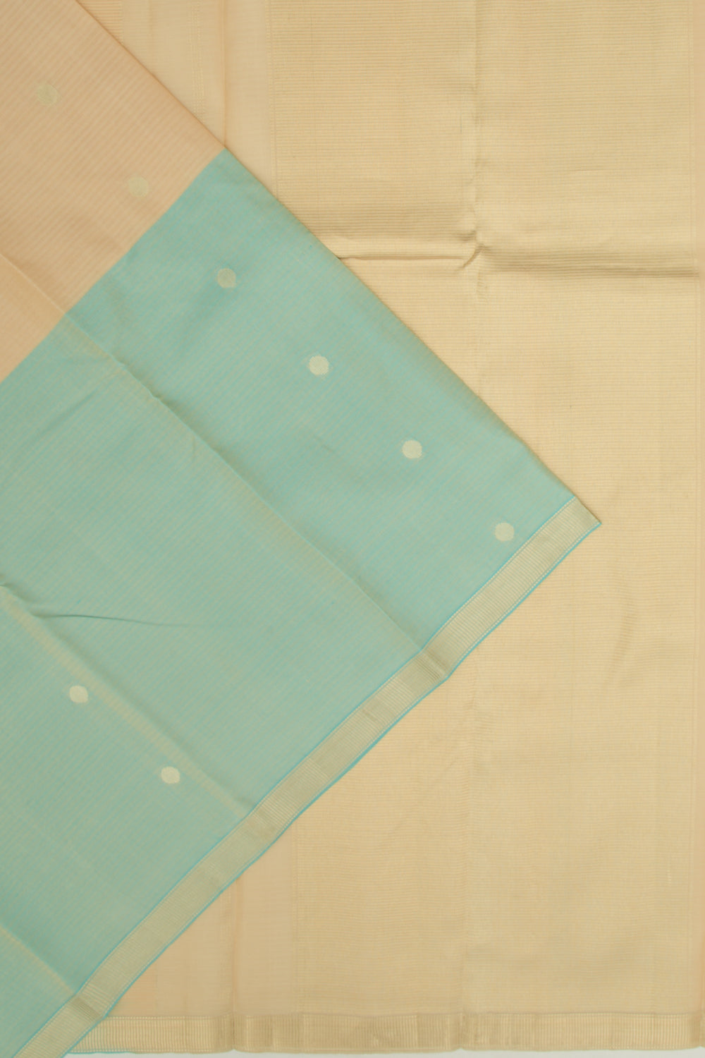 Coimbatore Soft Silk Half And Half Butta Cream And Blue Saree