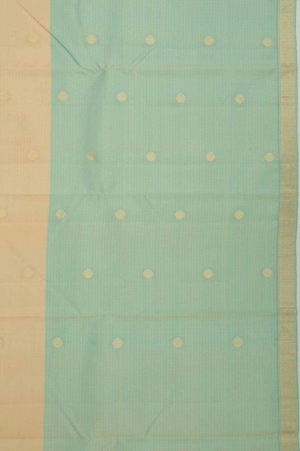Coimbatore Soft Silk Half And Half Butta Cream And Blue Saree