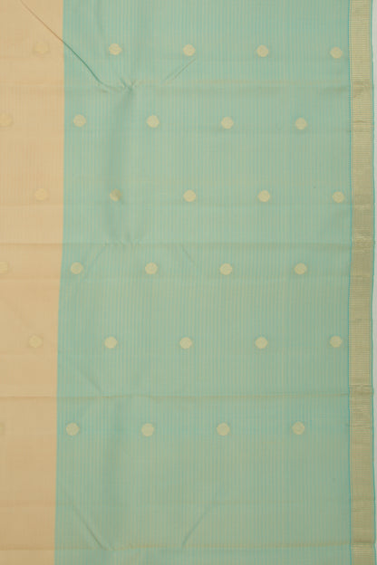 Coimbatore Soft Silk Half And Half Butta Cream And Blue Saree