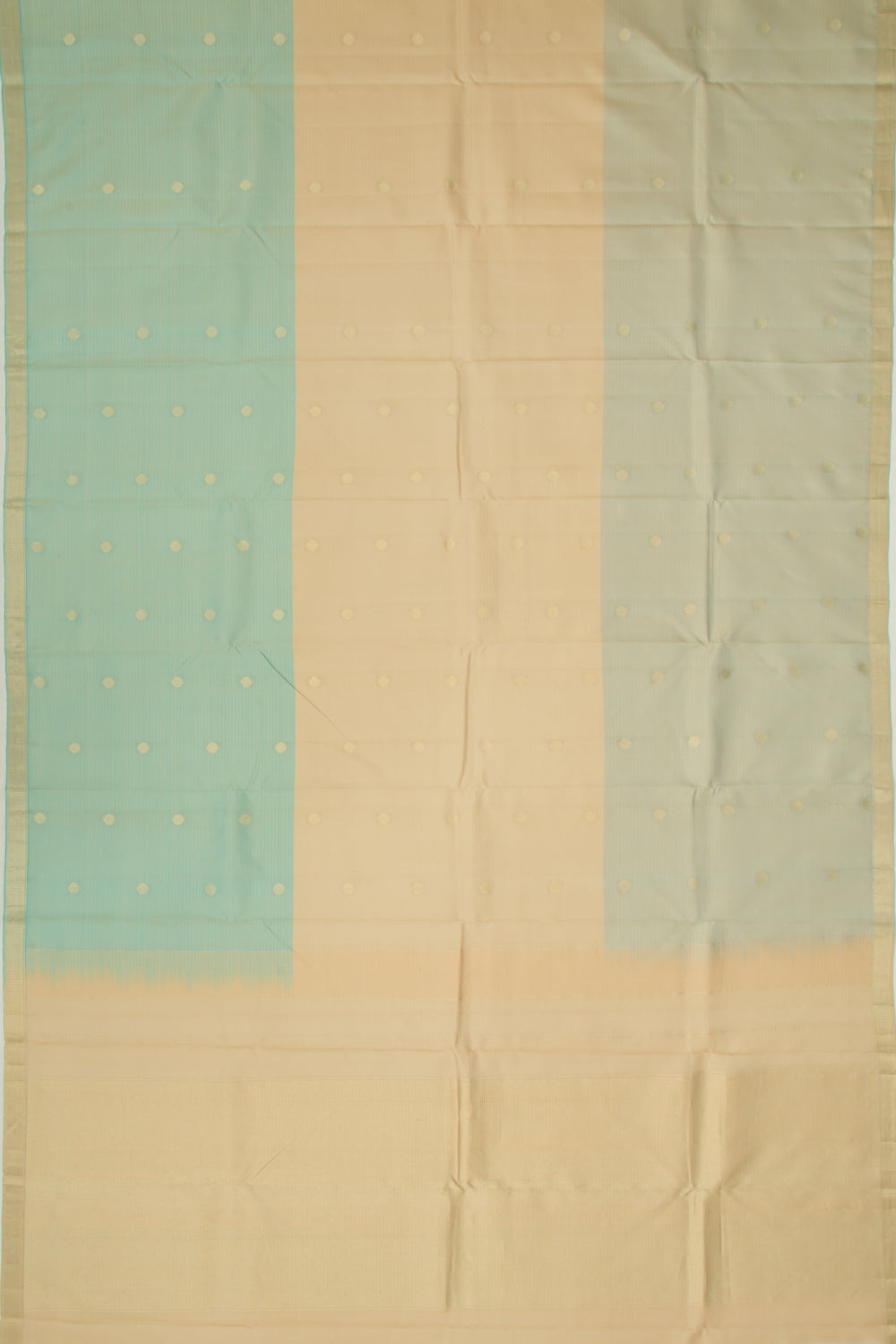 Coimbatore Soft Silk Half And Half Butta Cream And Blue Saree