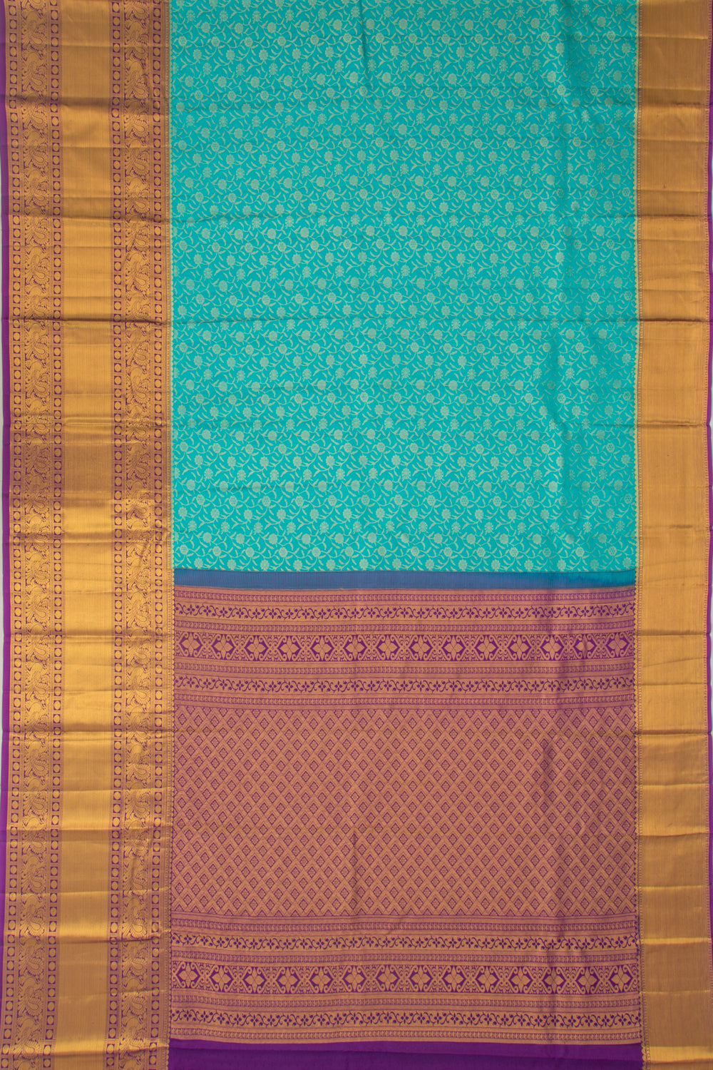 Taranga Kanchi Silk Jaal Sky Blue Saree