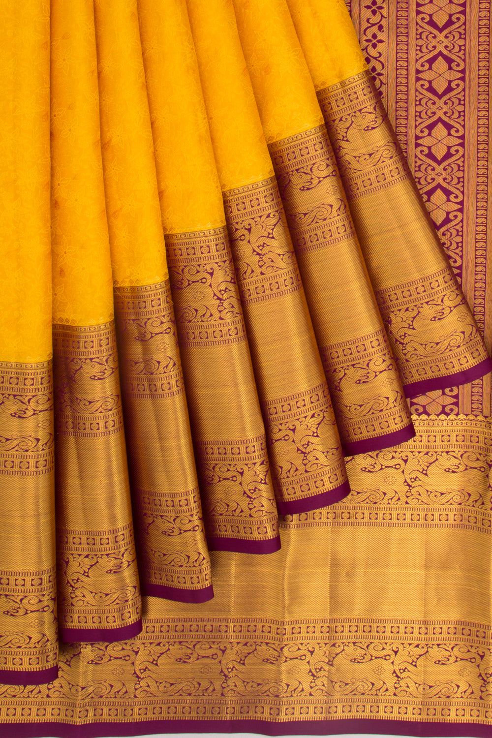 Taranga Kanchi Silk Brocade Yellow Saree