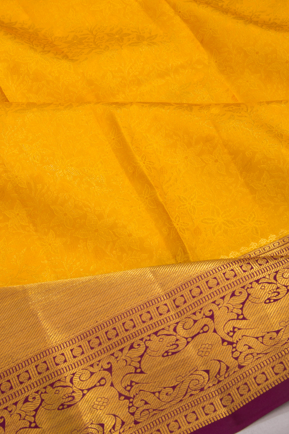 Taranga Kanchi Silk Brocade Yellow Saree