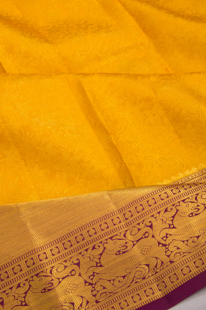 Taranga Kanchi Silk Brocade Yellow Saree