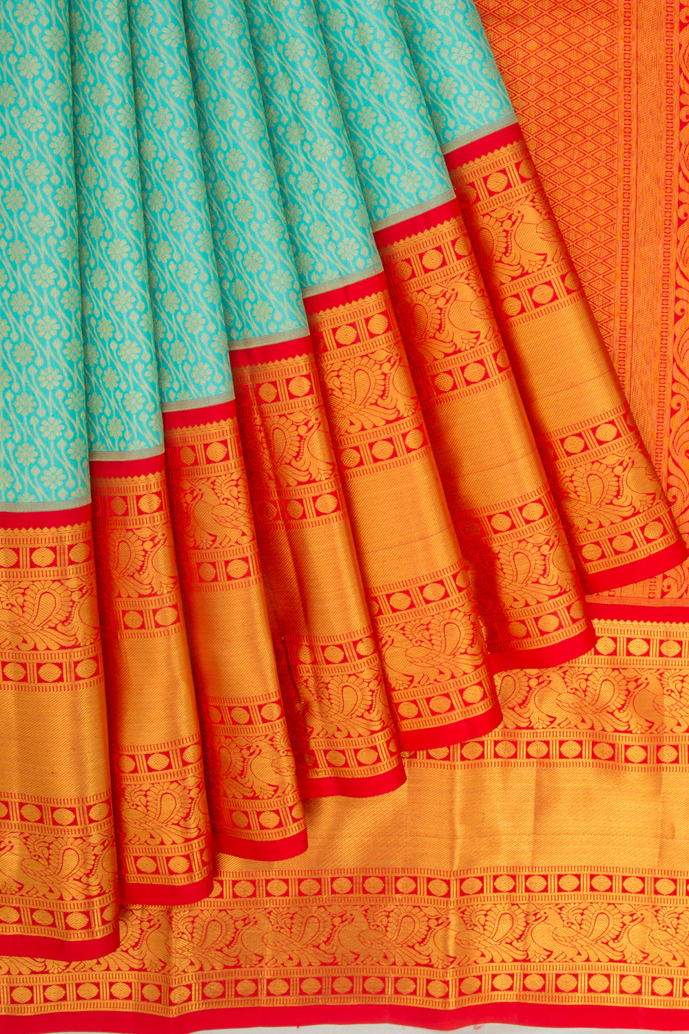 Taranga Kanchi Silk Brocade Sea Green Saree