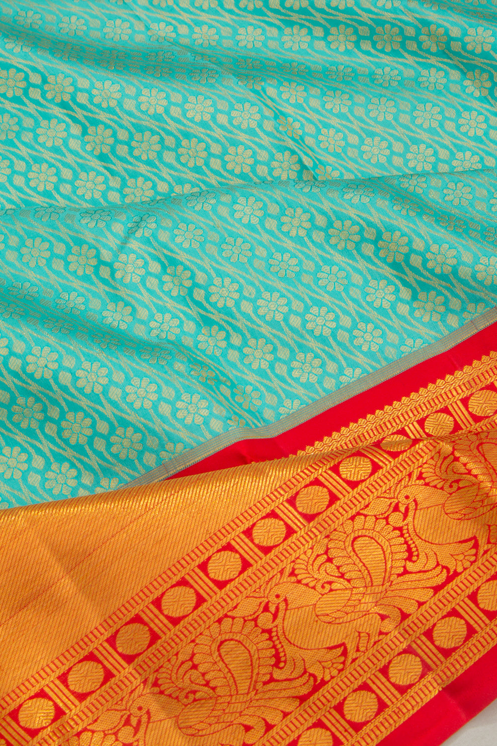 Taranga Kanchi Silk Brocade Sea Green Saree