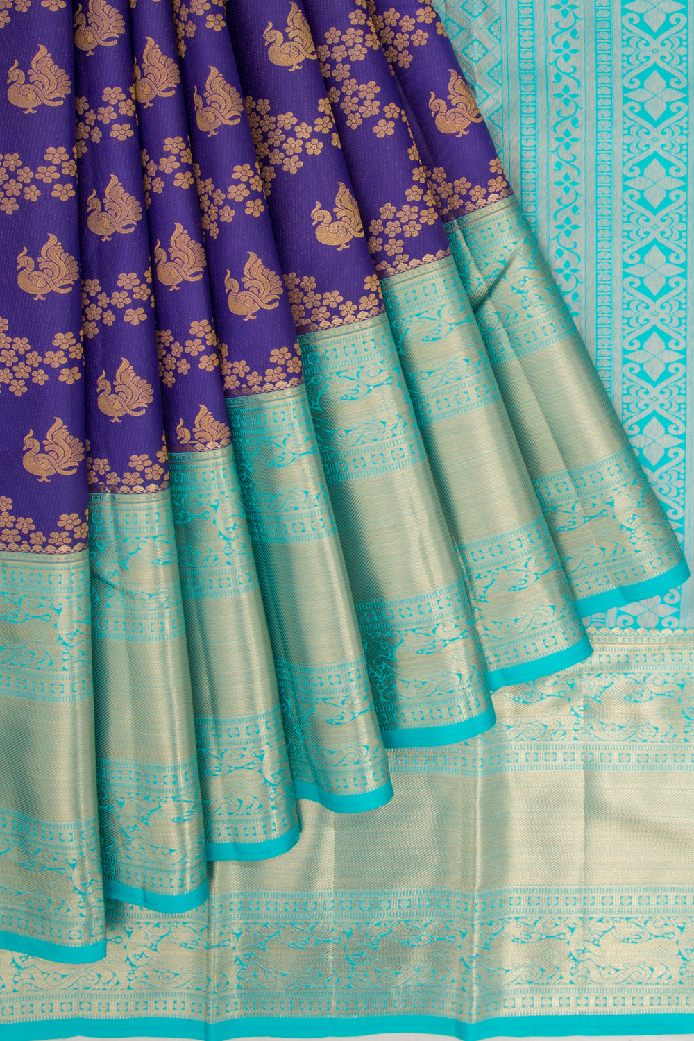 Taranga Kanchi Silk Jaal And Butta Dark Blue Saree