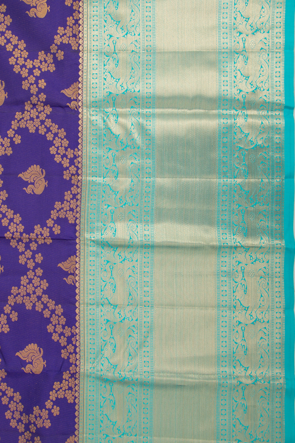 Taranga Kanchi Silk Jaal And Butta Dark Blue Saree