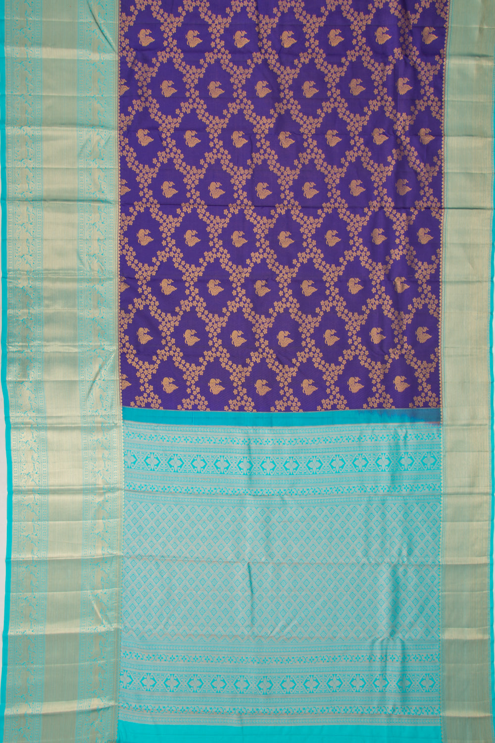 Taranga Kanchi Silk Jaal And Butta Dark Blue Saree