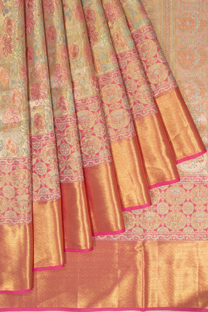 Taranga Kanchi Silk Tissue Brocade Gold Saree