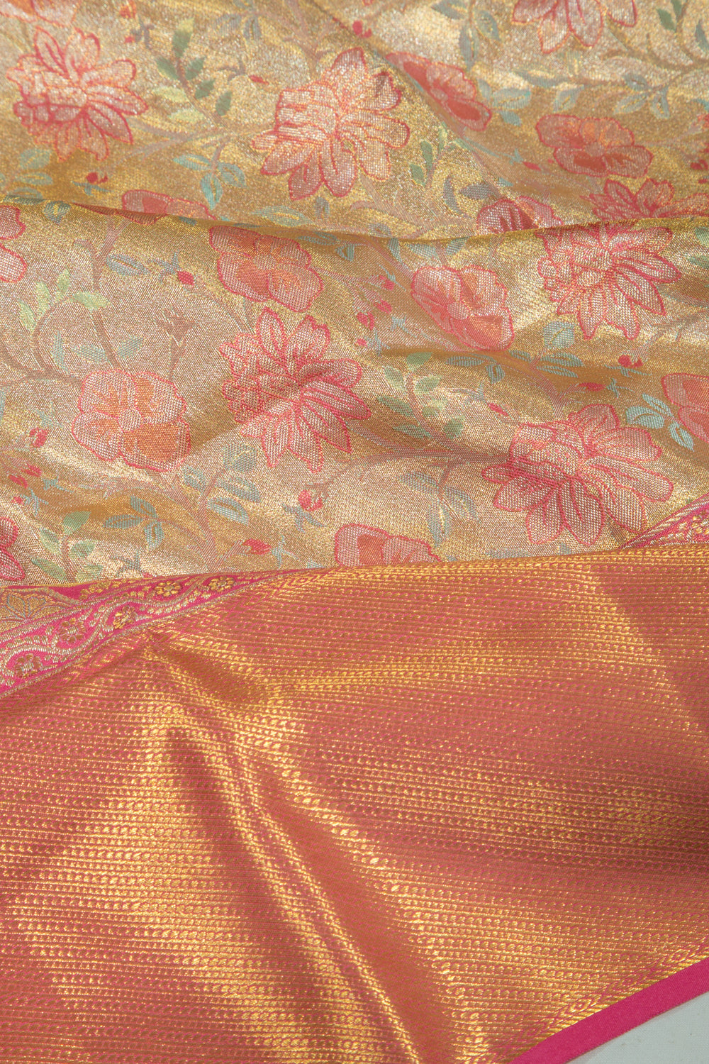 Taranga Kanchi Silk Tissue Brocade Gold Saree