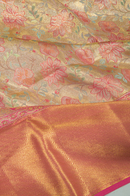 Taranga Kanchi Silk Tissue Brocade Gold Saree