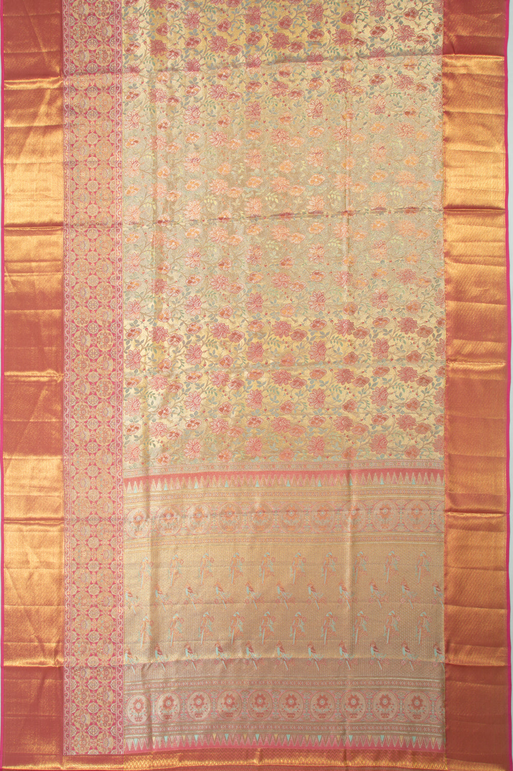 Taranga Kanchi Silk Tissue Brocade Gold Saree