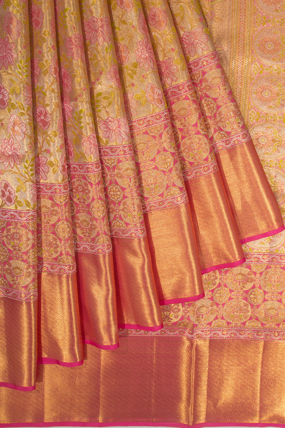 Taranga Kanchi Silk Tissue Brocade Gold Saree